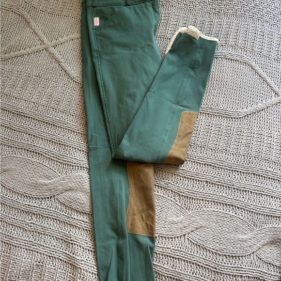 Green Riding Pants with Tan Patches - Picture 2 of 5